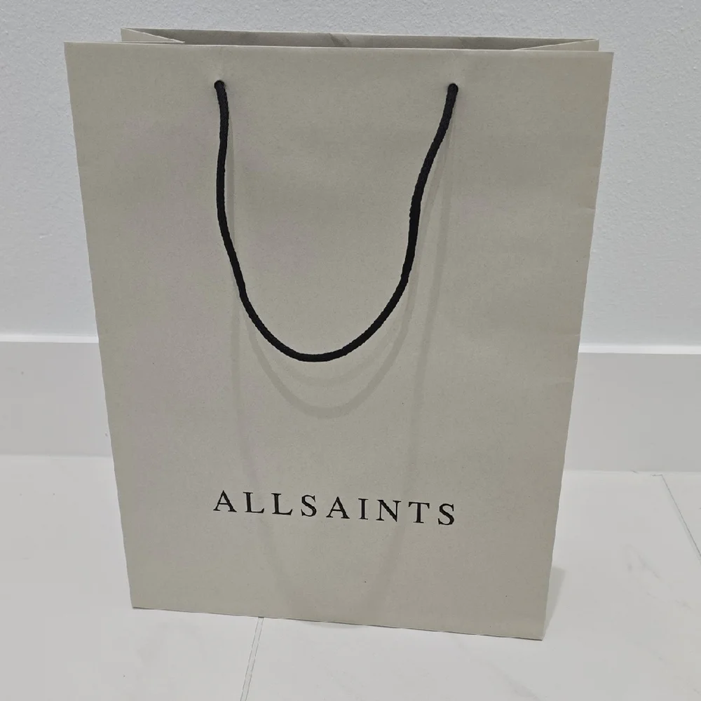 All Saints Cream Tote with Black Handles Paper Gift Bag
